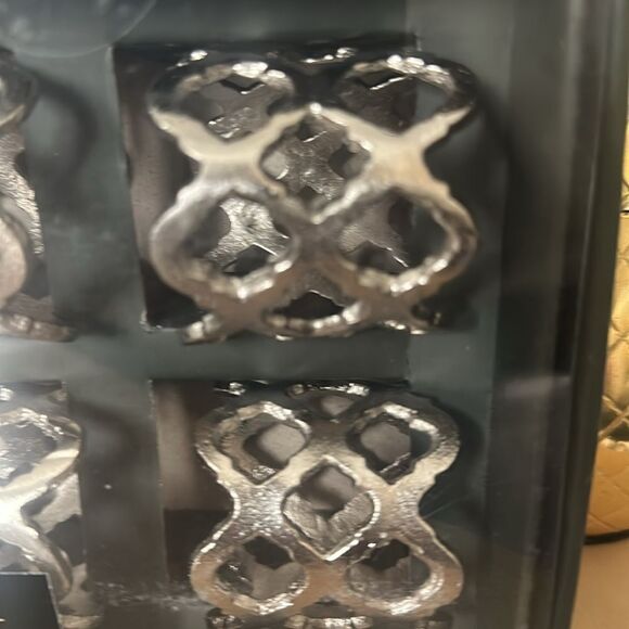 Rachel Zoe Silver Modern Napkin Ring Set - Picture 2 of 3